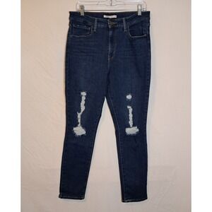 Levi's 721 High Rise Skinny Jeans Women's Size 31 Dark Wash Stretch Distressed